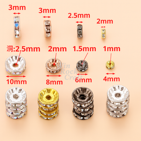 ✨ Rhinestone Spacer Beads – Round Crystal Rondelle Beads for DIY Jewelry Making Bracelets & Necklaces ✨