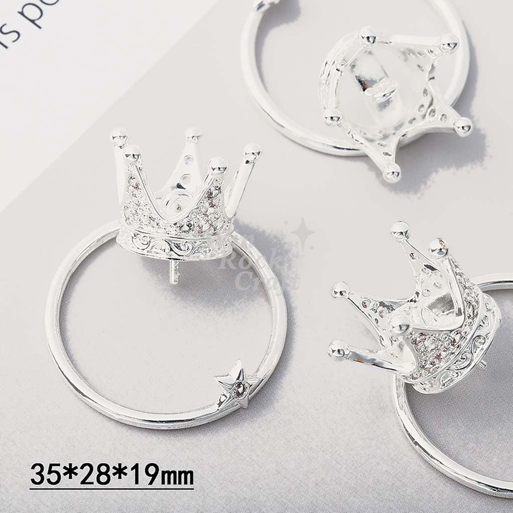 ✨ Crown Pearl Pendant Bails – 18K Gold/Rhodium Plated 👑