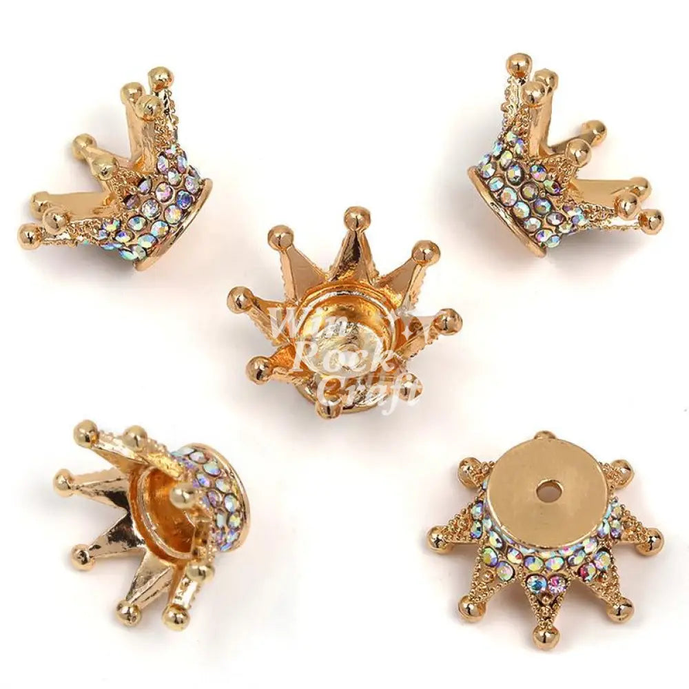 ✨ DRhinestone Crown Charms – DIY Phone Strap & Keychain 💎👑 Gold / 5 SET(10 PCS)