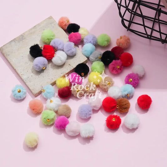 ✨ Faux Fur Pom Pom Pendants – Soft Fluffy DIY Craft Beads 💖