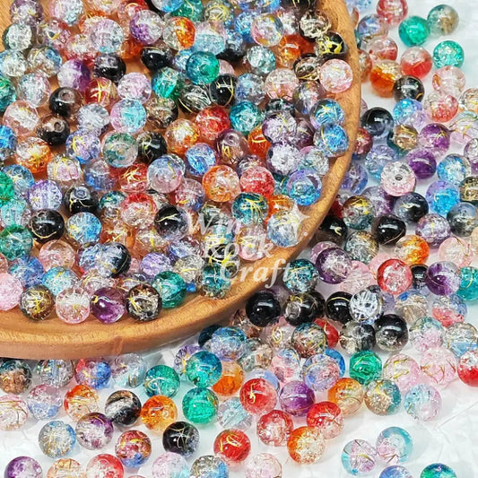 ✨Gold Foil Crackle Glass Beads ✨ Mixed Colors 💍 BEADS