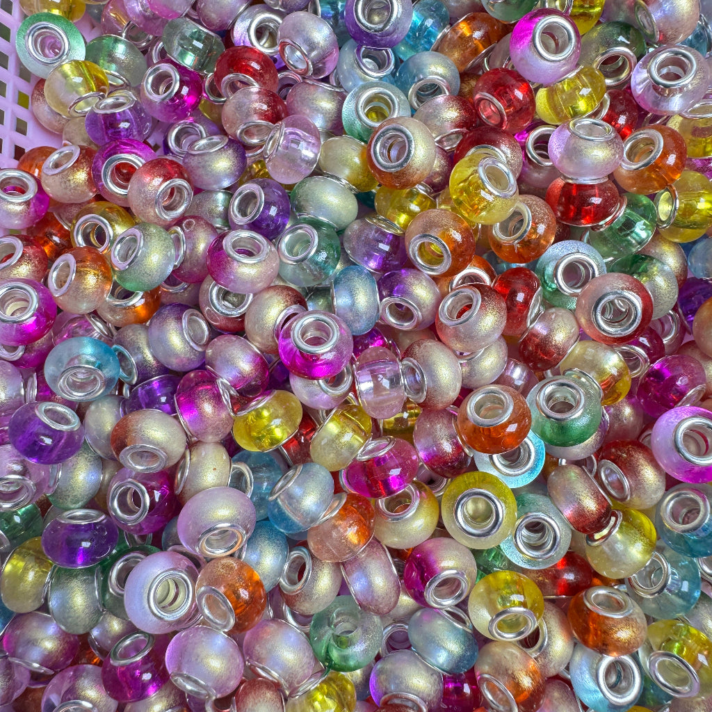 ✨ Rainbow Gradient Large-Hole Glass Beads