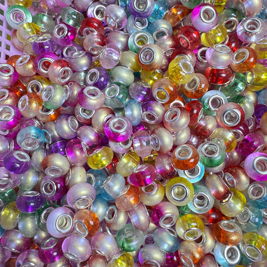 ✨ Rainbow Gradient Large-Hole Glass Beads