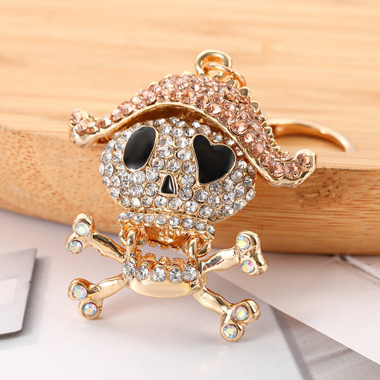 💀 Rhinestone Skull Keychain Bag Charm