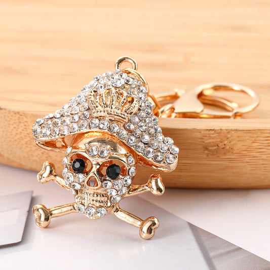 💀 Rhinestone Skull Keychain Bag Charm