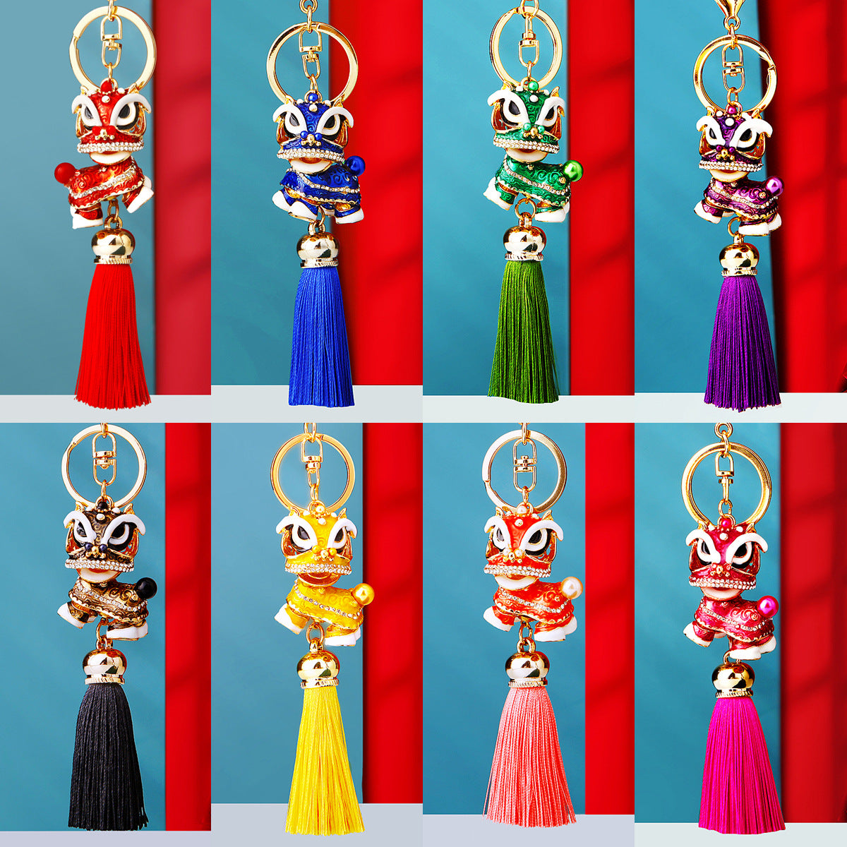 🦁 Chinese Lion Dance Keychain Bag Charm
