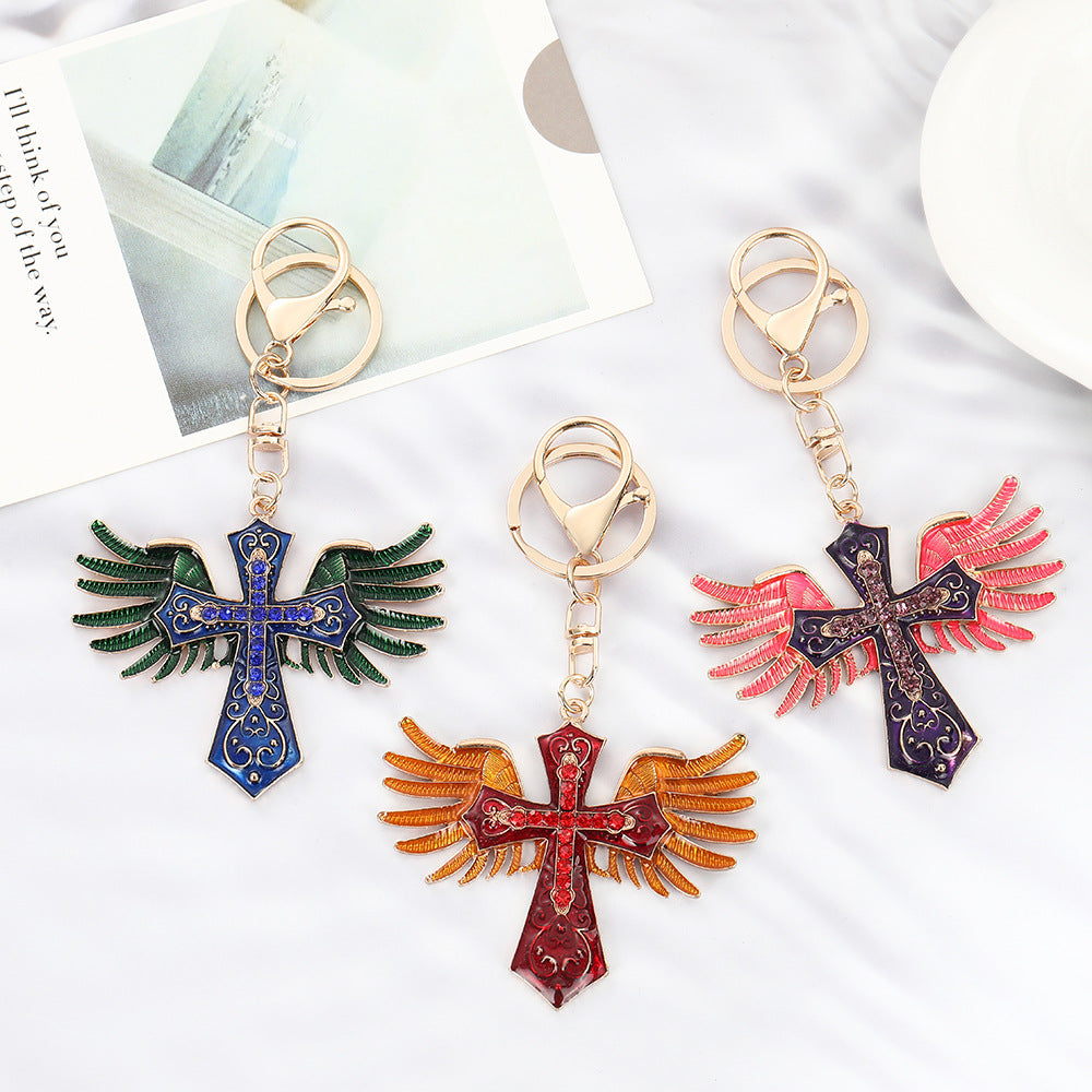 ✝️ Rhinestone Cross Keychain Bag Charm
