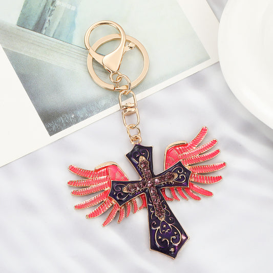 ✝️ Rhinestone Cross Keychain Bag Charm