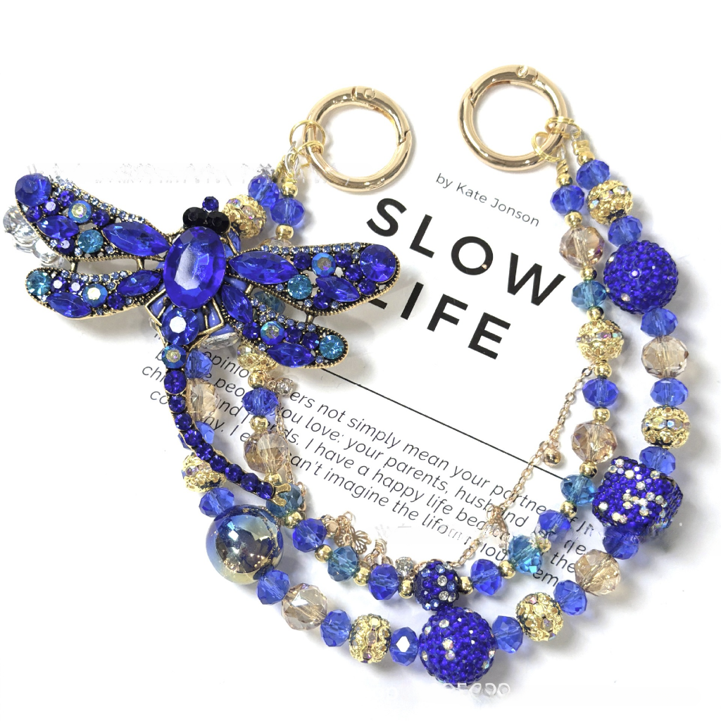 ✨ Rhinestone Dragonfly Beaded Bag Chain (Double Layer)