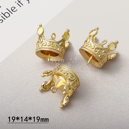 ✨ Crown Pearl Pendant Bails – 18K Gold/Rhodium Plated 👑