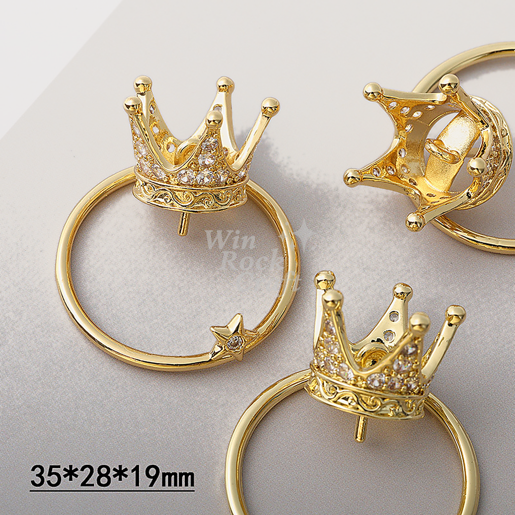 ✨ Crown Pearl Pendant Bails – 18K Gold/Rhodium Plated 👑
