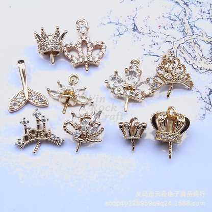 ✨ Crown Pearl Pendant Bails – 18K Gold/Rhodium Plated 👑