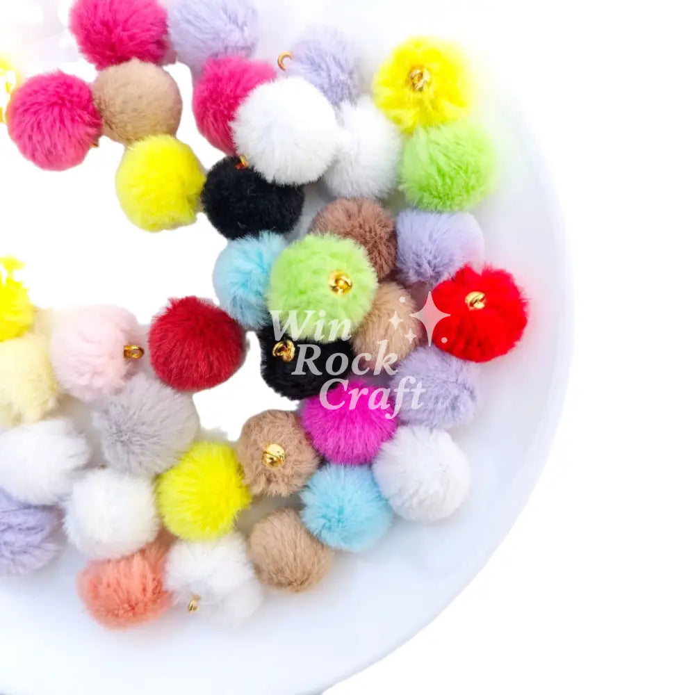 ✨ Faux Fur Pom Pom Pendants – Soft Fluffy DIY Craft Beads 💖