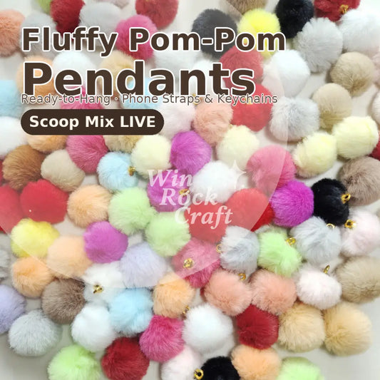 ✨ Faux Fur Pom Pom Pendants – Soft Fluffy DIY Craft Beads 💖