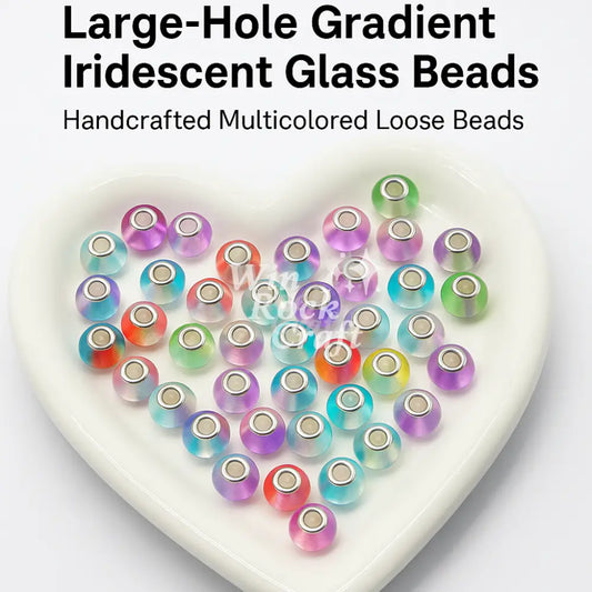 ✨ Rainbow Gradient Large Hole Glass Beads BEADS