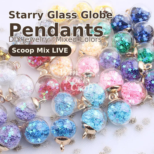 ✨Starry Glass Globe Pendants 💎 Mixed Colors for DIY Jewelry